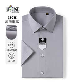男装230支纯棉DP4.0级免烫短袖白色衬衫男士夏季正装商务高端衬衣