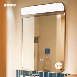 小红书同款不锈钢框led智能浴室镜子带灯卫浴镜卫生间壁挂防雾镜