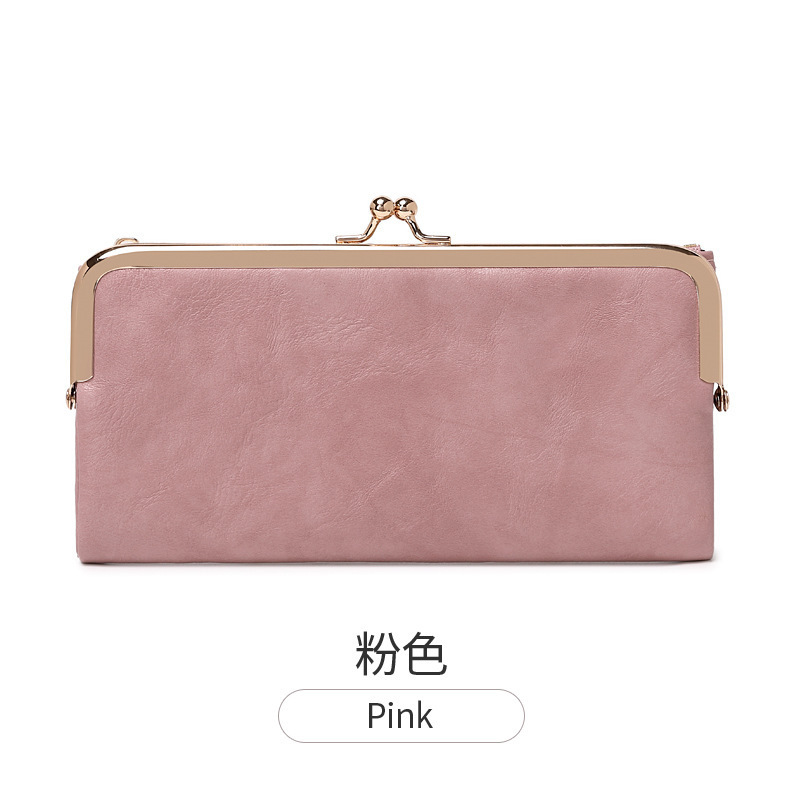 Nuevo cross-border retro clip larga billetera multifuncional multifuncional bolso de cambio plegable simple bolso de mano portátil de mujer