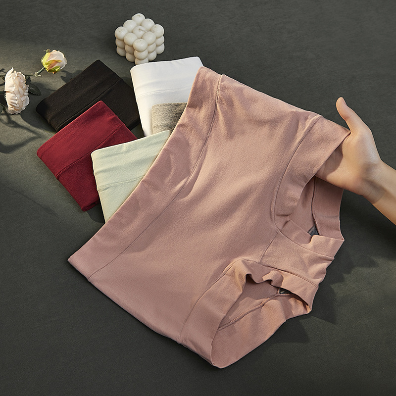 Large version of the new ladies underwear boxers thickened autumn and winter high waist breathable solid color plain underwear manufacturers