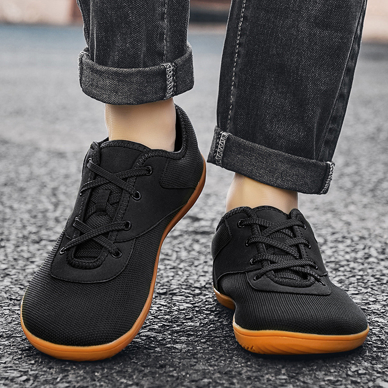Wide toe shoes soft bottom bare feet shoes loose comfortable sports fitness weight lifting shoes breathable non-slip casual flying woven shoes