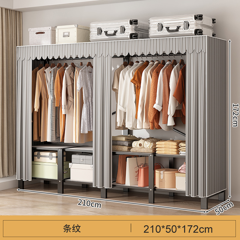 Libre de instalación armario hogar dormitorio plegable simple armario de tela habitación de alquiler fuerte y durable marco de acero armario de almacenamiento armario