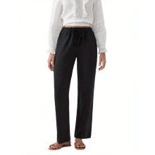 A 16540 Linen Drawstring Wide-leg Pants ����������ȿ��¿