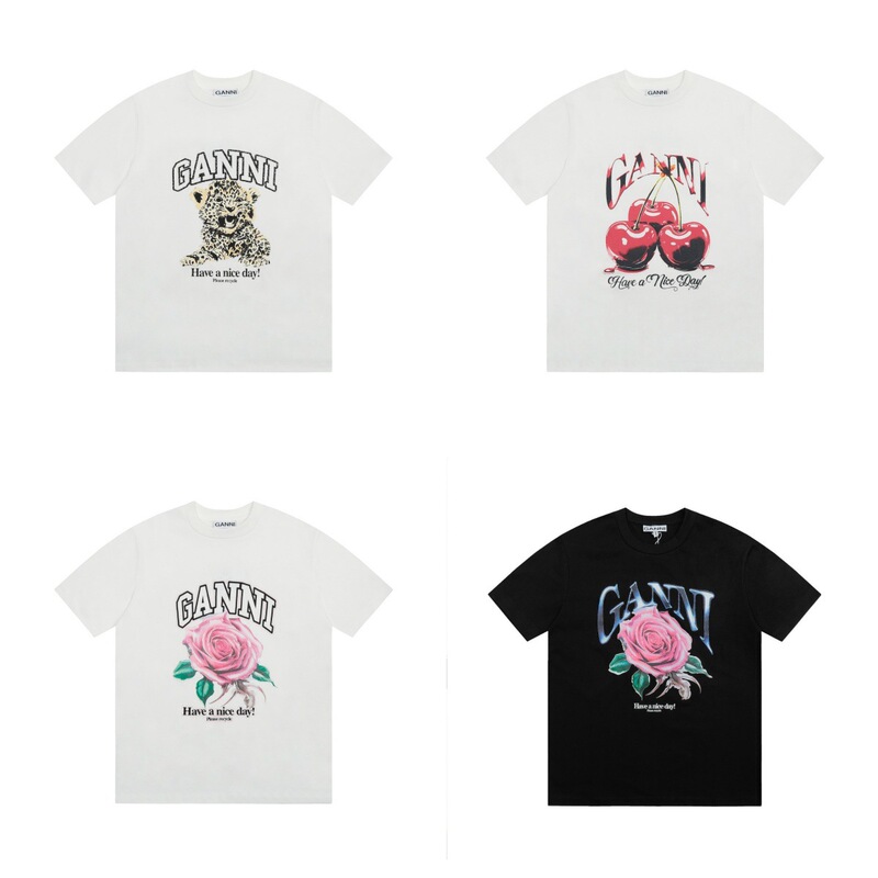 Cross-Border High-End New Model Niche Designer Printed Round-Neck Pure Cotton Loose-Fitting Unisex Short-Sleeve T-Shirt Dropshipping