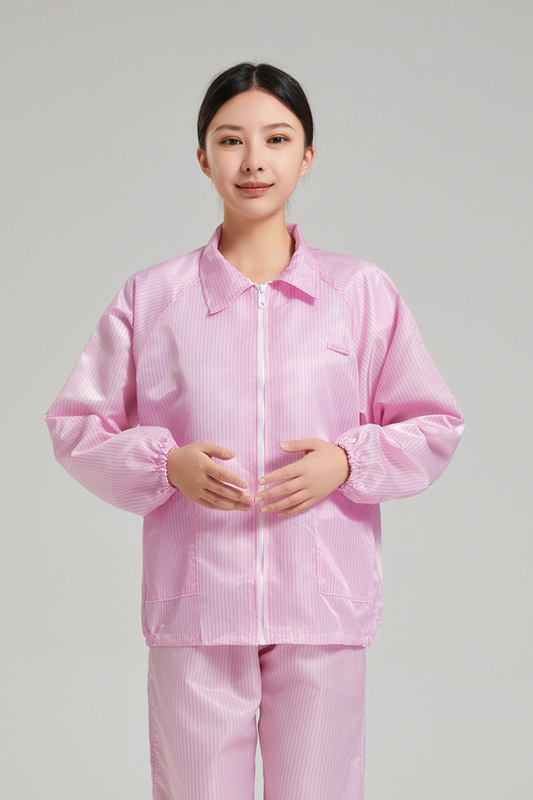 帯電防止服、防塵作業場クリーン服、フード付きワンピース服、食品電子工場コート、ストライプ防塵分割服|undefined
