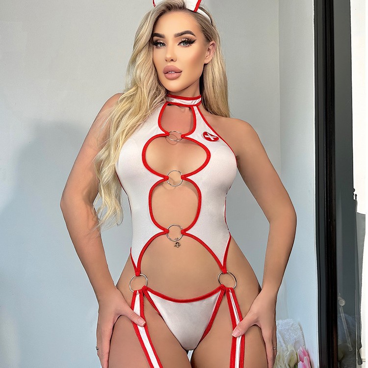 Cross-Border Foreign Trade European and American New Sexy Lingerie Sexy Female Hollow Nurse Uniform Temptation Sexy Suit Wholesale