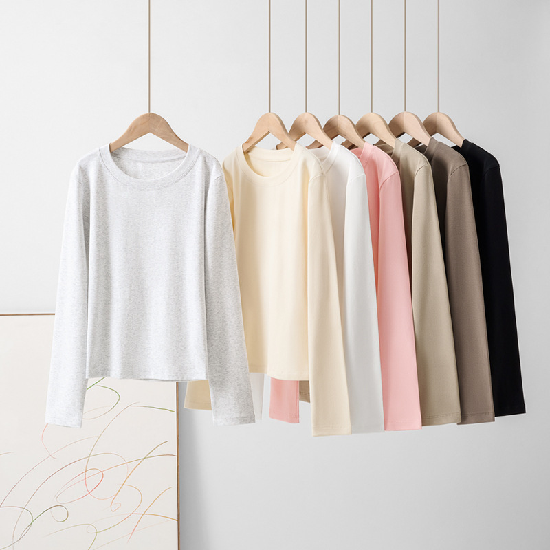Round Neck, Right Shoulder, Long-Sleeved T-Shirt for Women, Spring & Fall New Style, Slim-Fitting Short Style, Slim Inner Top, Pure Lust Style Bottoming Shirt for Women Round Neck, Right Shoulder, Long-Sleeved T-Shirt for Women, Spring & Fall New Style, Slim-Fitting Short Style, Slim Inner Top, Pure Lust Style Bottoming Shirt for Women