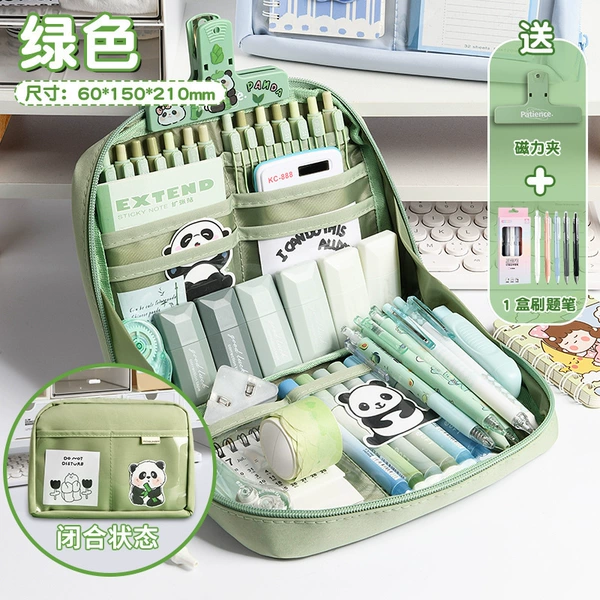 [Hot-selling recommendation/12-layer large capacity] Bean paste green-come with a question pen + clip⚑♜
