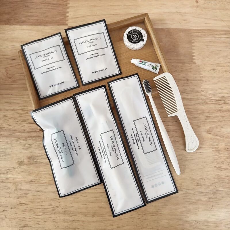 Aluminum Film Three-Side Sealing Bag Disposable Toiletries Set for Guesthouses and Hotels, Including Toothbrush and Toothpaste, with a Light Luxury and Simple Design