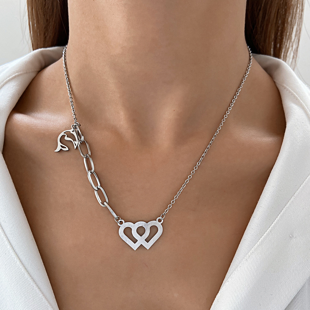 cable chain Chain Type 1 Piece Quantity Daily Occasion PVD Coated Gold Plated Animal Cross Heart Shape Stainless Steel Fashion Waterproof Non Tarnish 304 Stainless Steel Pendant Necklace