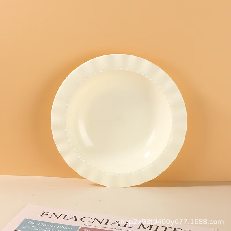 크림 화이트 플라스틱 밀짚모자 트레이 약 20.5cm