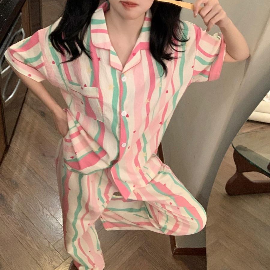 120G nubes de algodón pijama ropa para el hogar manga corta pantalones largos set TK pedidos de comercio exterior transfronterizo del sudeste asiático