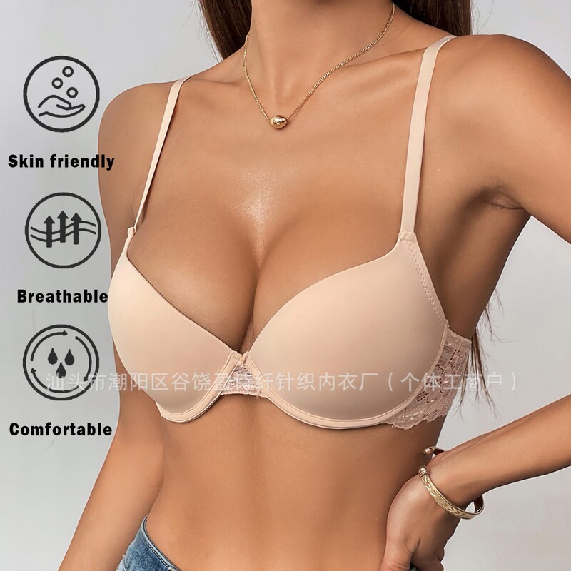 Cross-border Amazon TEMU explosions multi-color thin cup underwear small chest comfortable underwear smooth semi-transparent lace bra