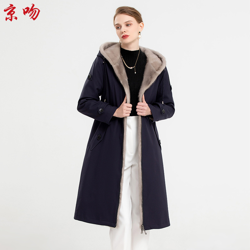 New double-sided mink liner parka women's coat whole mink fur coat mink fur coat