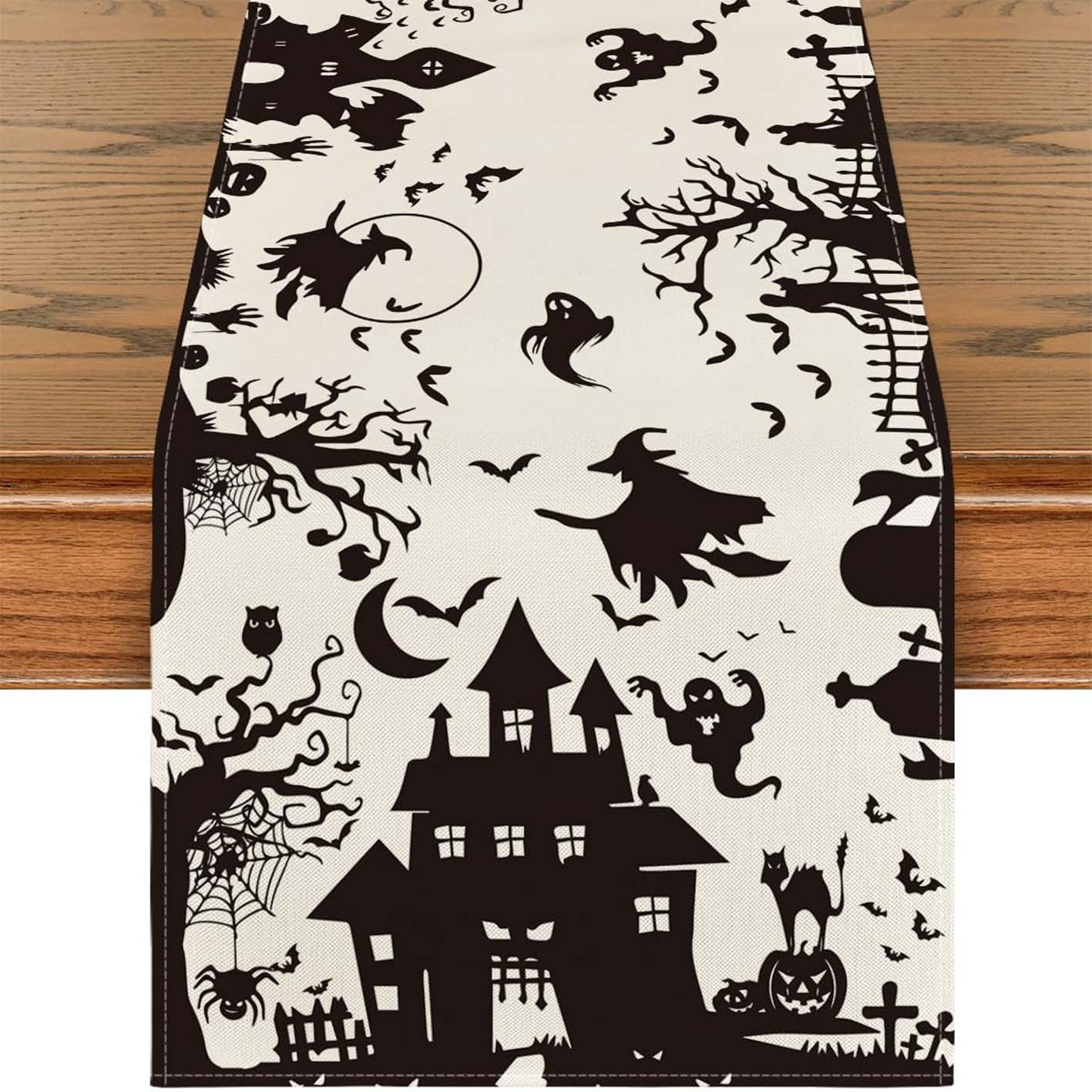Transfronterizo 2024 Amazon nuevo Halloween calabaza festivales lino tabla bandera tabla de mesa comedor tabla de té tabla de bandera