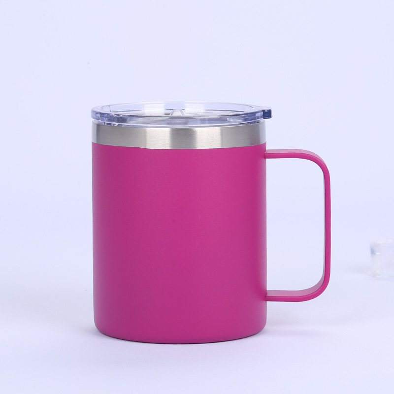 Transfronterizos con mango de 12oz taza de acero inoxidable 304 taza de café de oficina con tapa taza de cerveza se puede ajustar