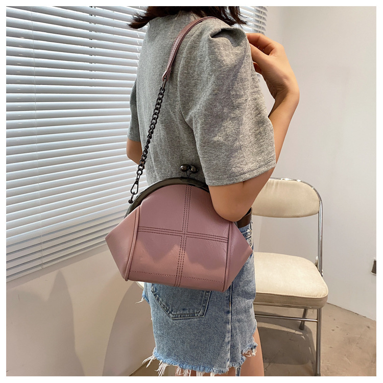 New Solid Color Simple Shell Bag Large Capacity Handheld Zero Wallet Fashion Chain Diagonal Cross Shoulder Phone Bag_voghion.com