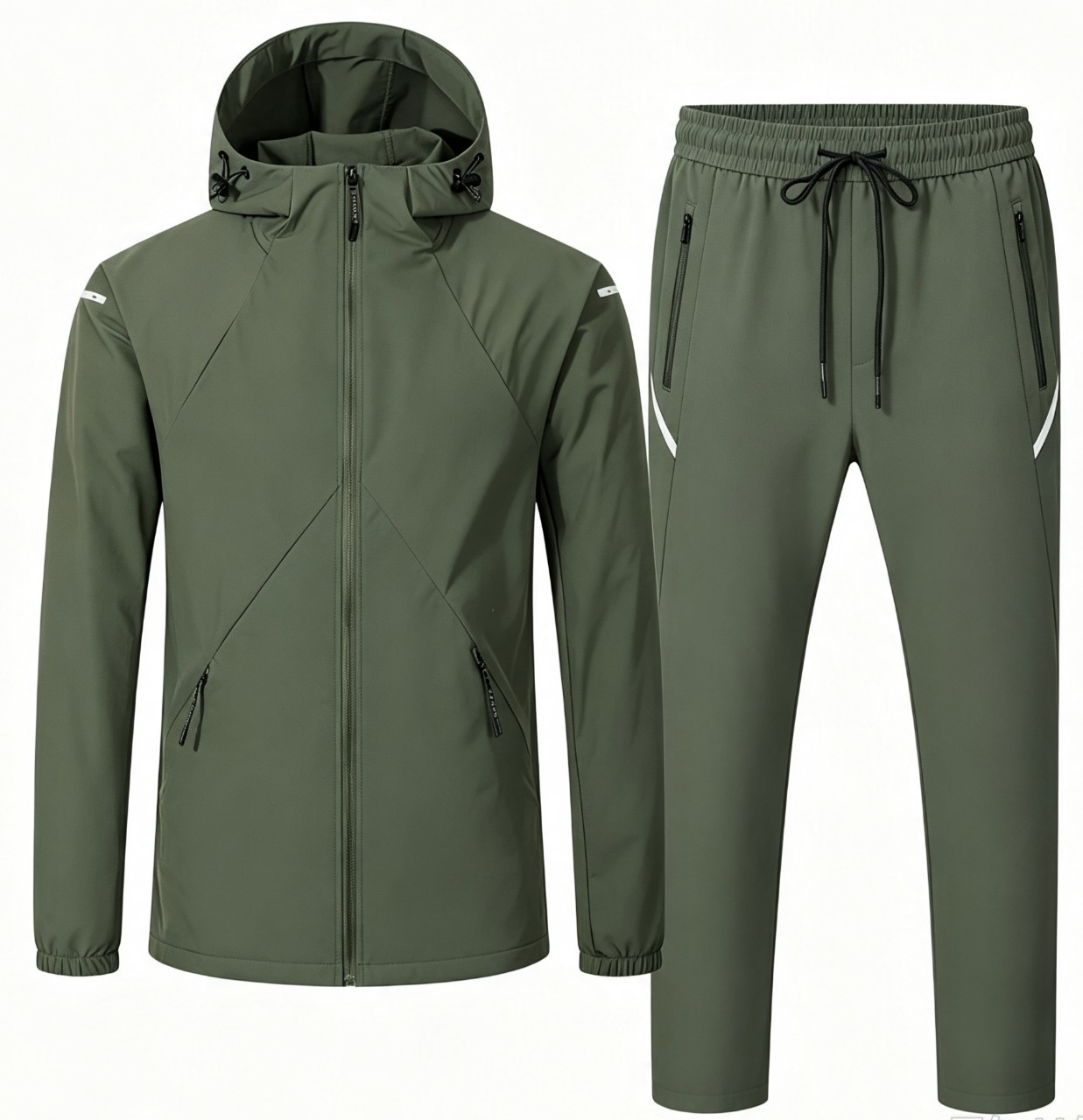 Men's Outdoor Mountaineering Suit, Windproof Quick-Drying Hooded Jacket and Pants Two-Piece Set, Source Factory