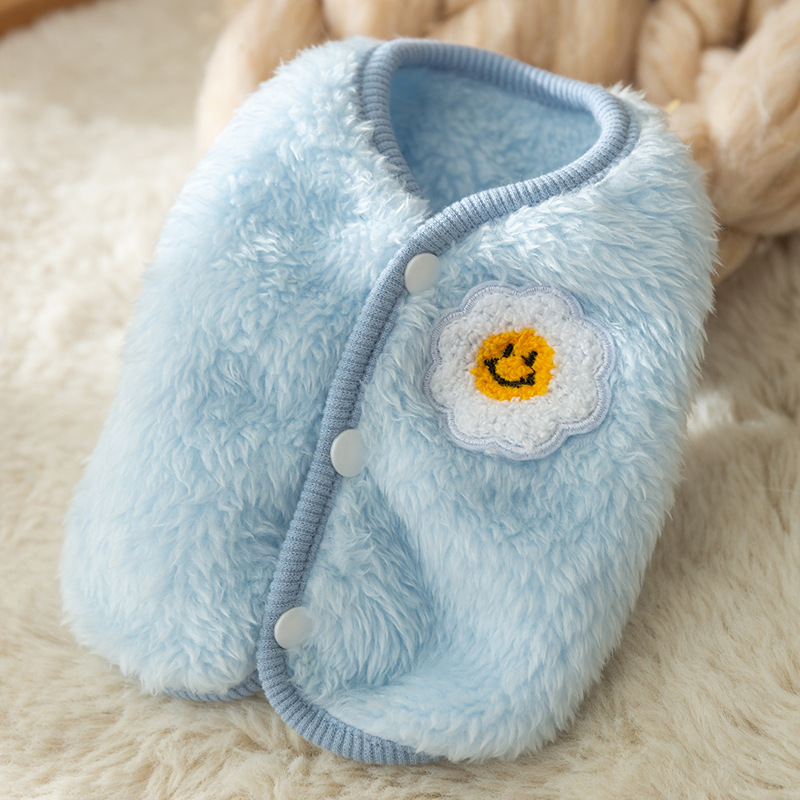 Otoño y invierno perros cachorros pequeños perros adorables macaron chaleco de lana de flores de sol gato ropa de perro