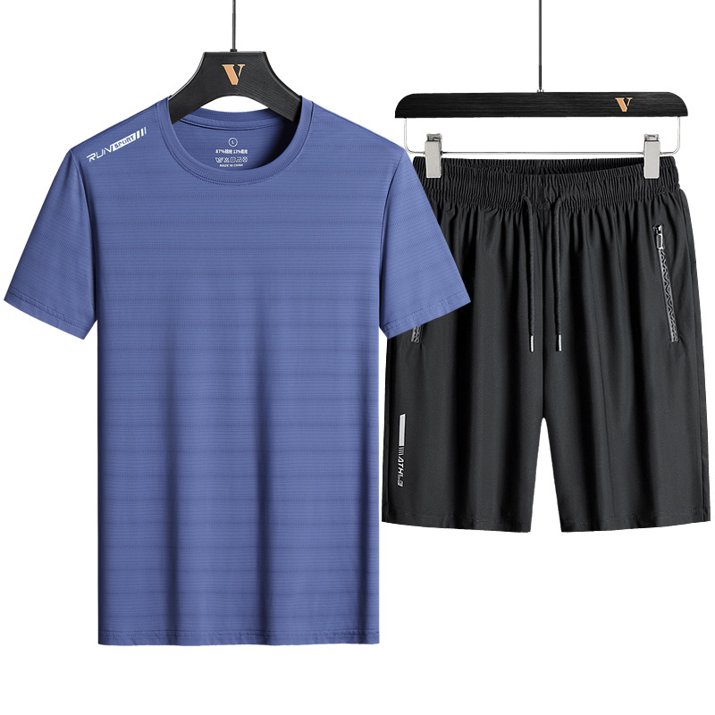 Hielo deportivo conjunto de mangas cortas pantalones cortos casuales para hombres verano rápido secado ligero transpirable pantalones cortos de moda para hombres al por mayor