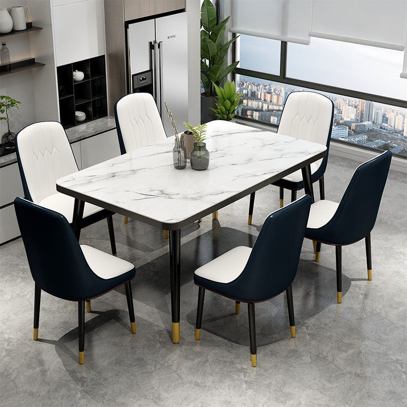 Dining Table dining table and chair combination household Small apartment Rectangular 46 Light extravagance Marble Having dinner Table