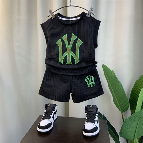 Sports suits for boys and girls  new summer style small and medium-sized children Internet celebrity handsome baby thin vest two-piece set trendy