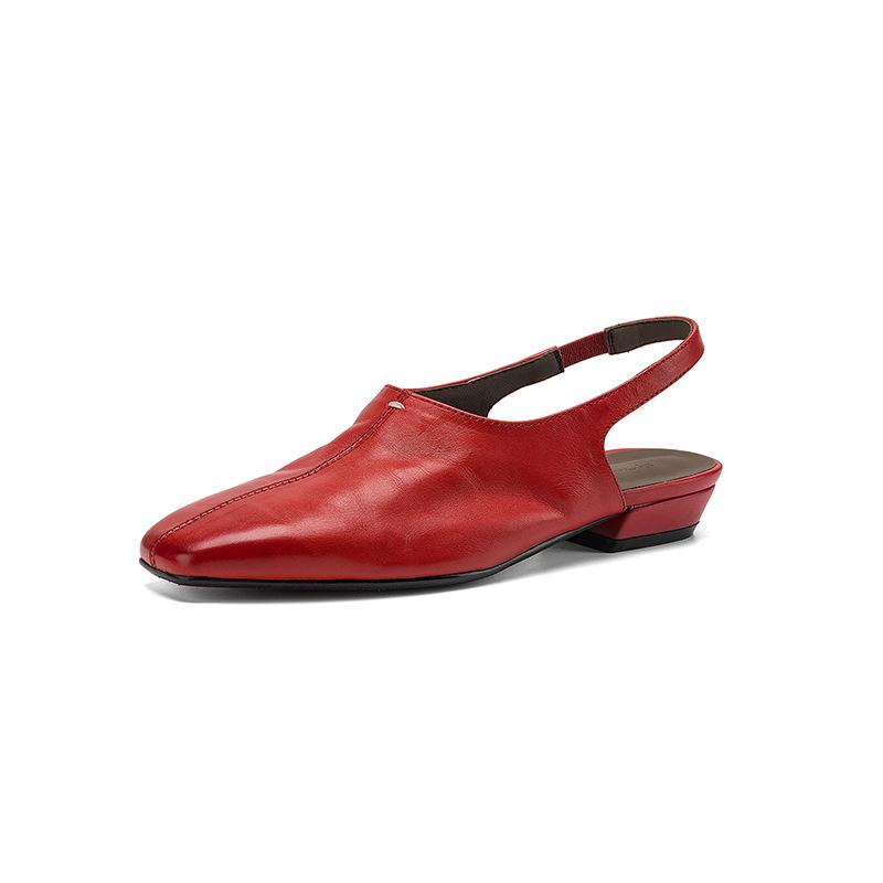 Sandal nữ mũi nhọn quai ngang gót thấp phong cách Hàn Quốc — màu nâu chi tiết 22