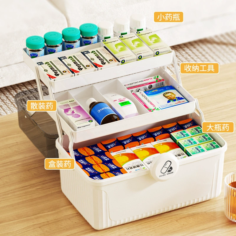 Multi-layer Medicine Storage Box, Plastic Large-Capacity Organizer for Dormitory and Home