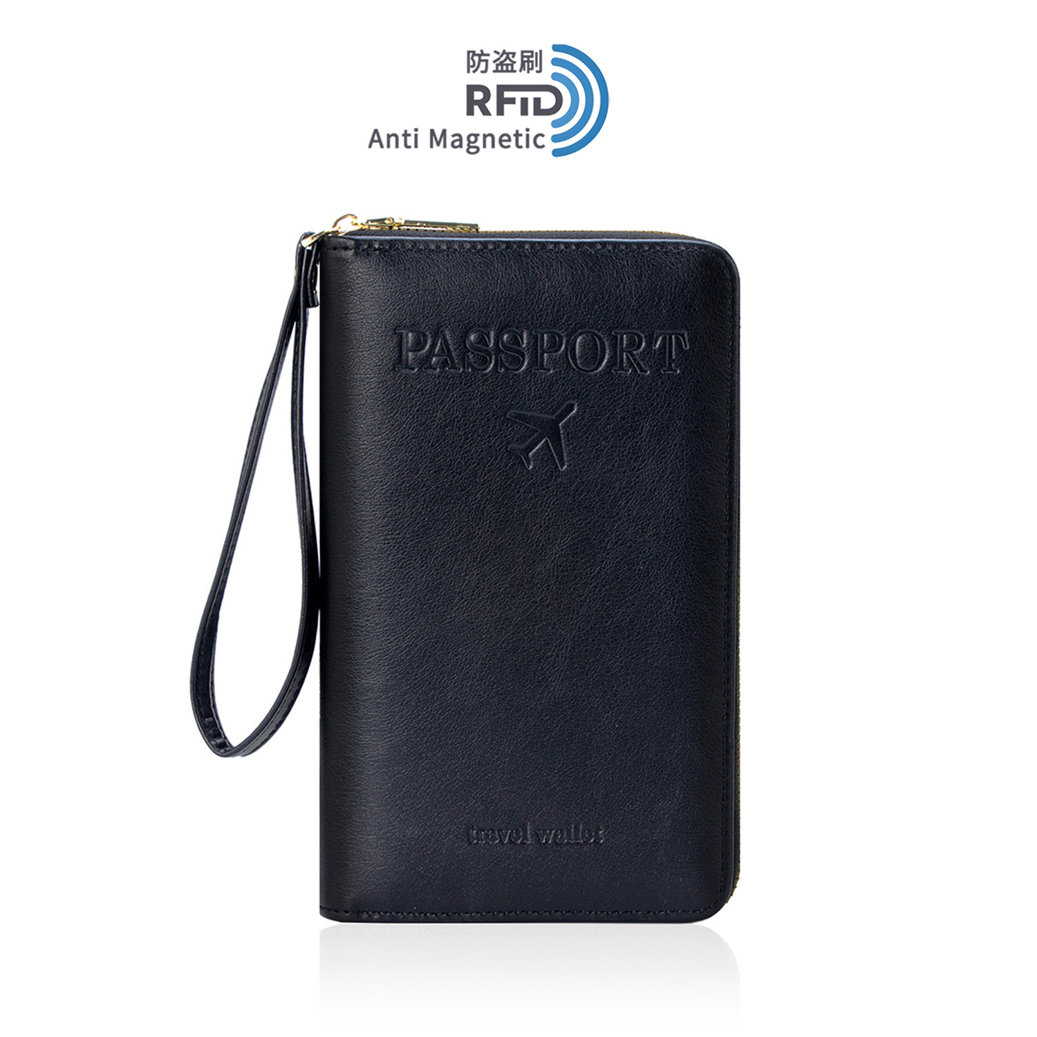 Porta Pasaportes Largo RFID 2025, Bolsa para Documentos y Boletos, Bolsa de Viaje Multifuncional con Cierre