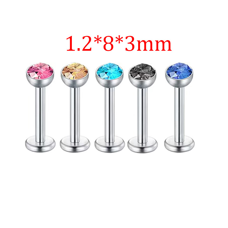 5 Sets Acrylic Star Lip Nail Ear Bone Nail T-Shaped Eyebrow Nail Nose Piercing Jewelry Stainless Steel Inner Outer Teeth detail image 21