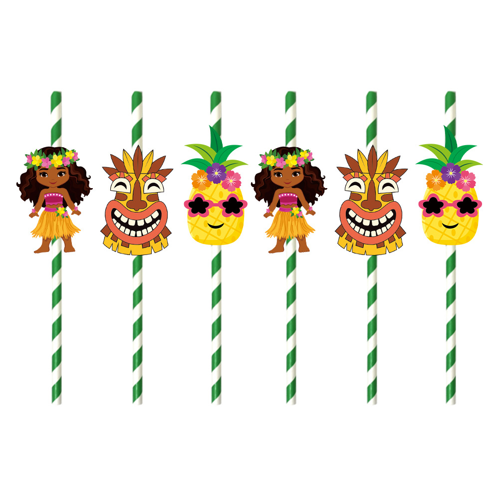 Nuevo estilo transfronterizo de decoración de fiesta hawaiana, tapón de pajita, postre de fiesta Luna, suministros de decoración, complemento de pajita