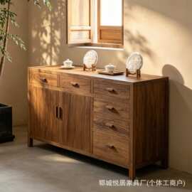 老榆木餐边柜客厅装饰老门板收纳柜民宿酒店双开门储物柜玄关边柜