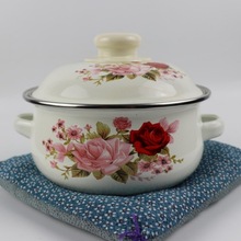 搪瓷汤锅加厚搪瓷锅双耳炖锅煮面锅奶锅盖盆带盖电磁炉