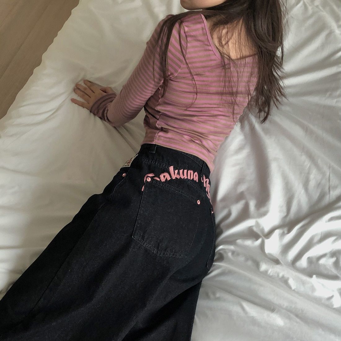y2k欧美复古甜酷辣妹潮流高腰显瘦长裤子刺绣字母印花牛仔裤女-阿里巴巴