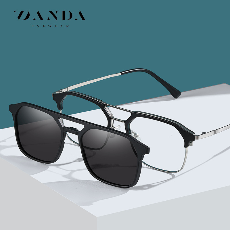 Las nuevas gafas de sol polarizadas magnéticas CG3203 se pueden equipar con gafas anti-luz azul de miopía, gafas de sol de montura cuadrada de doble viga de moda