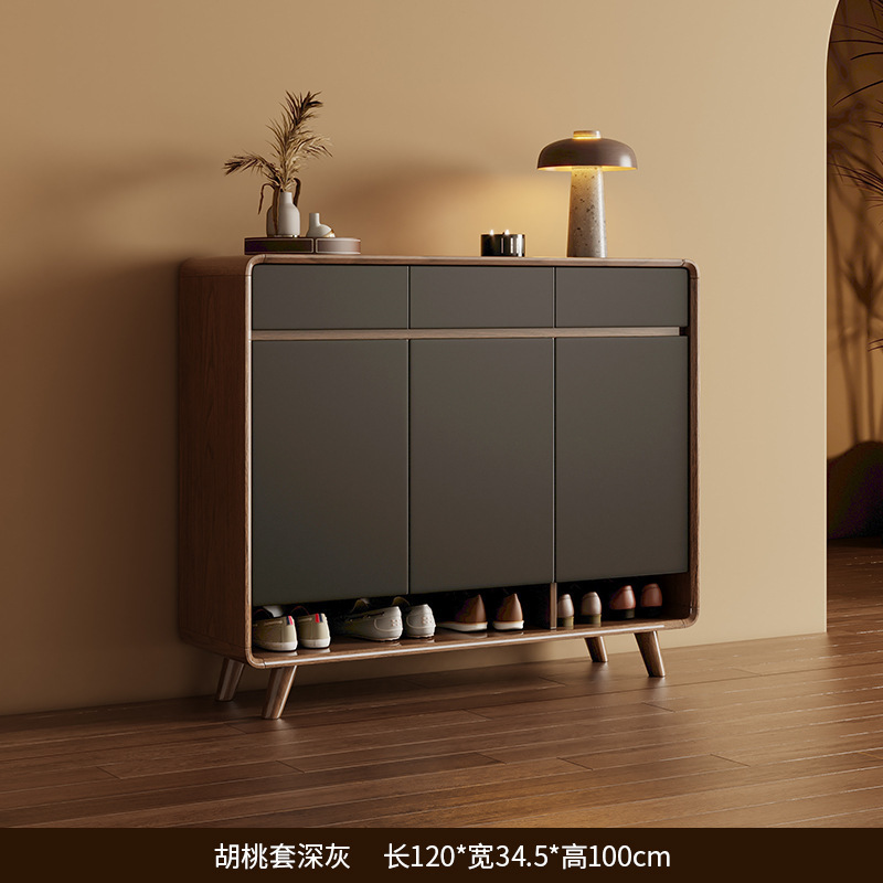 实木入门鞋柜家用门口楼道外电梯入户进门一体靠墙2025新款玄关柜|undefined