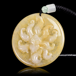 Natural Burmese A-Grade Jade Fox Fairy Nine-Tailed Fox Burnt Yellow Craft Pendant Ice Jade Pendant Personalized Women's Model