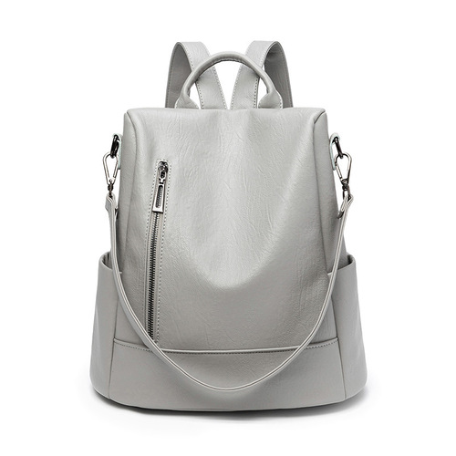 Anti-theft backpack women's Korean version simple  summer new backpack large capacity soft leather bag casual shoulder multi-purpose