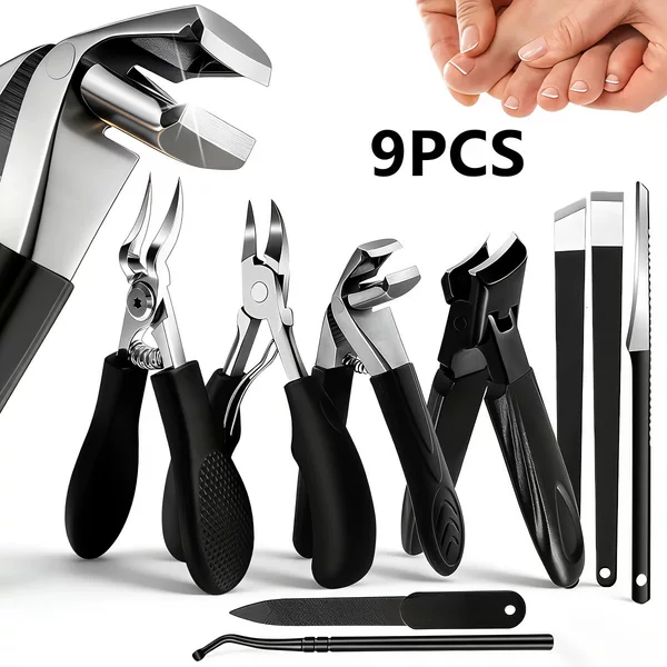 Cross-Border New Style Heart-Shaped Nail Clippers Stainless Steel Long Handle Large Opening Nail Scissors Grip-Type Nail Clipper Set in Stock