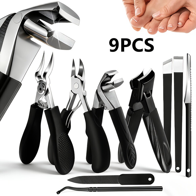 Cross-Border New Style Heart-Shaped Nail Clippers Stainless Steel Long Handle Large Opening Nail Scissors Grip-Type Nail Clipper Set in Stock