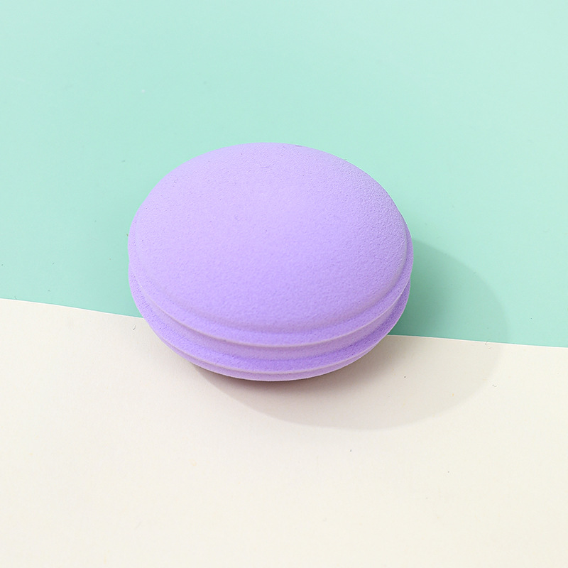 Polvo de macarrón transfronterizo, esponja de maquillaje redonda personalizada, esponja de maquillaje, huevo de maquillaje super suave, no comer polvo, seco y húmedo, doble uso