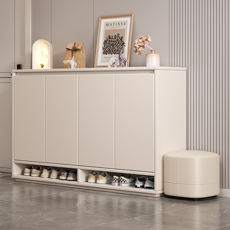 Solid Wood Ecological Board Shoe Cabinet, Home Door Locker, Integrated Multi-Layer Entrance Cabinet, Light Luxury Wall-Mounted Shoe Rack