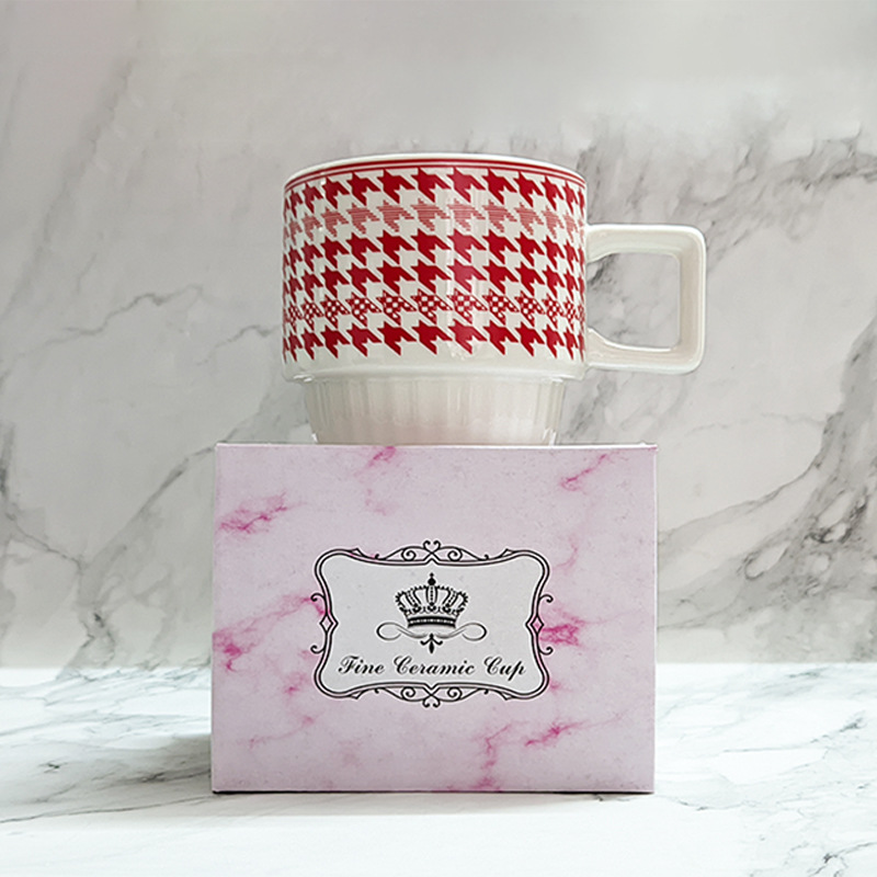 Houndstooth Stapelbare Kaffeetassen Für Paare Und Geschenke_voghion.com