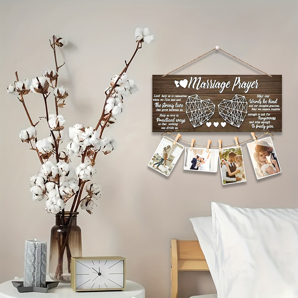Lover Wooden Clip Hanging Wedding Party Decoration Photo Wall Pendant_voghion.com
