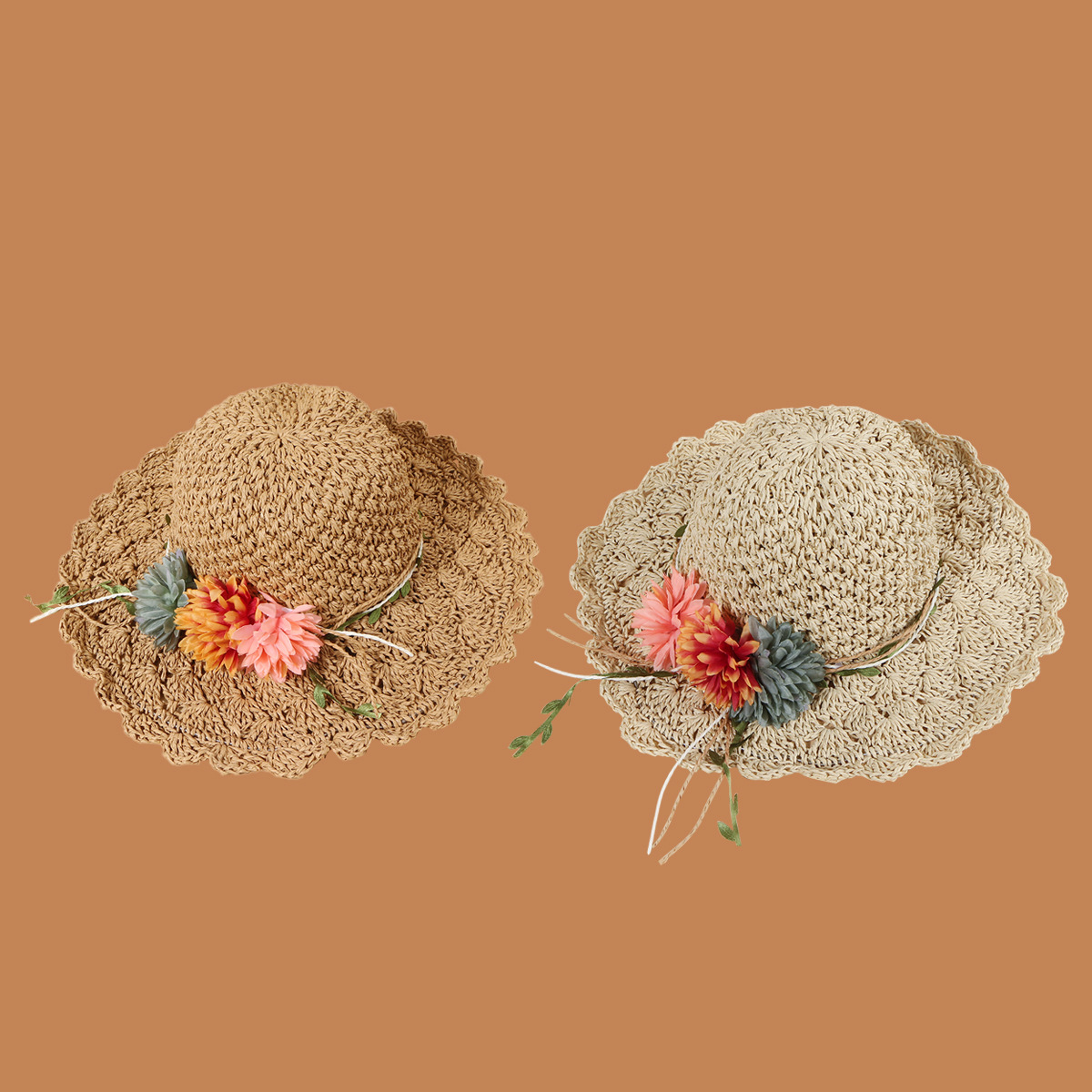 Korean Flower Sunscreen Wide-brimmed Lace Straw Hat display picture 2