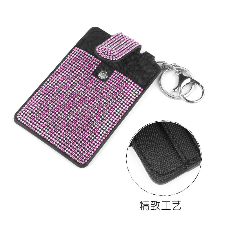Cross-Border Hot-Selling Rhinestone Card Holder, Large Capacity, Multiple Color Options, Small Card Slots, Compact Leather Pu Card Case for Women