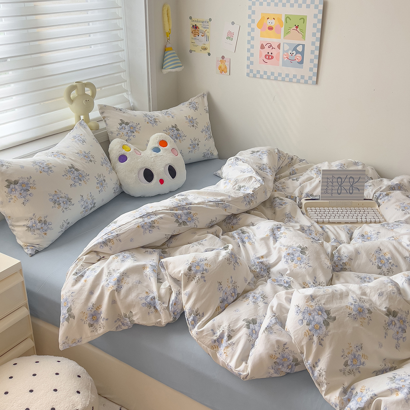 Madre y bebé clase A dormir desnudo algodón cuatro piezas cubierta sábanas de cama super suave cama dormitorio gaza tres piezas