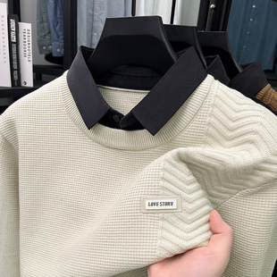 Fake Two-piece Sweater Men's Shirt Collar 2024 Winter New Business Casual High-grade Knitted Base Shirt Factory Outlet
