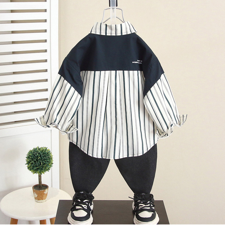 6240 Camisa de manga larga para niños Primavera y otoño Camisa de calle frita fresca y guapa 2025 nuevo abrigo de otoño para bebé niño