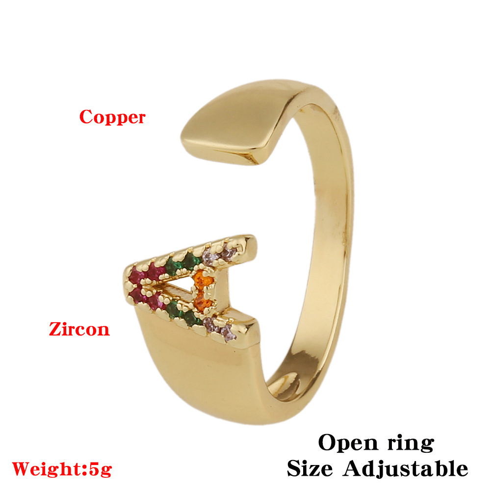 Moda Nuevo Estilo De Cobre Con Micro Incrustaciones De Circonio 26 Anillo De Letras En Inglés display picture 23